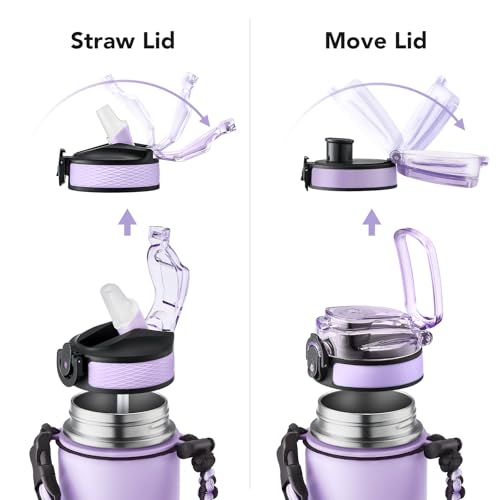 GOSWAG 24oz Insulated Stainless Steel Travel Water Bottle, 2 Lids - color: Pink-Purple Ombré
