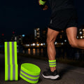 2pcs Reflective Leg Bands Adjustable Hook and Loop High Visibility Straps for Night Running Cycling Biking and Outdoor Sports, Green - color: Green