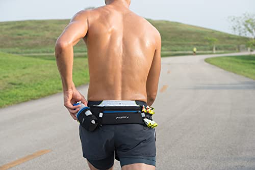 Fitletic Hydration Running Belt With 12oz Quick Flow Water Bottle For Men & Women –Race Belt, Gel Holder & Bib Toggles Patented Bounce Free Design, Water Resistant Fits All Phones –Fully Loaded - size: S/M (24"-34")