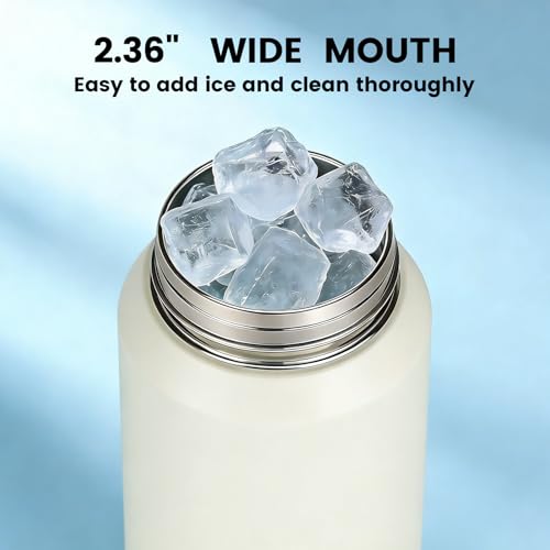 30oz White Insulated Water Bottle with Carry Handle for Gym & Commute - color: White
