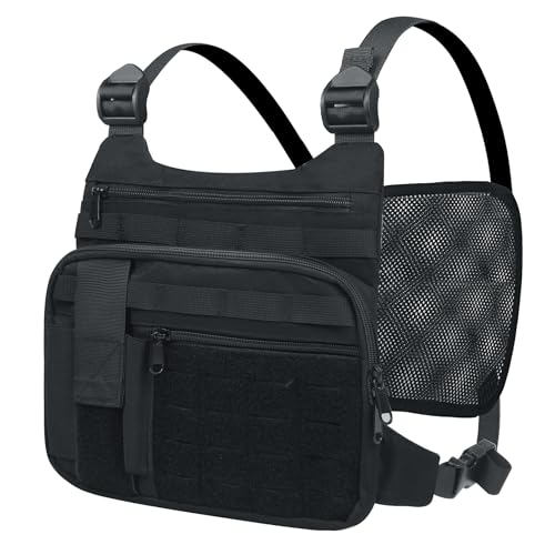 KINGSLONG Running Vest, Chest Bag for Men, Chest Pack, Hiking (B-Black) - color: B-Black