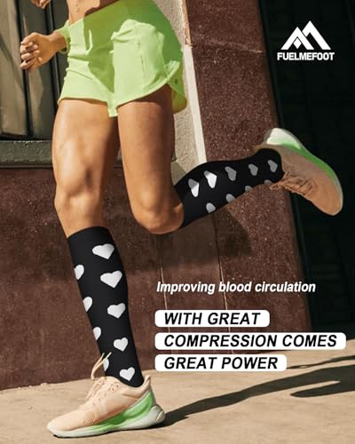 6 Pairs Compression Socks for Women & Men 15-20mmHg Knee High Socks - color: 12 - Black, size: Small-Medium