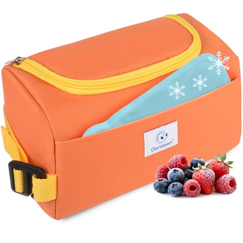 Genteen Small Cooler Bag with Ice Pack,Insulated Lunch & Snack Tote - color: Orange