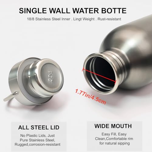 CDJ 40oz Uninsulated Single Wall 18/8 Stainless Steel Sports Bottle - size: 40ouces