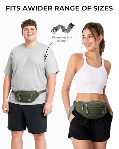 2.5L Fanny Pack for Women Men, RFID Blocking Crossbody Belt Bag, Green - color: Green