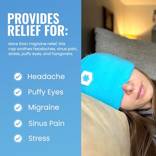 ICEWRAPS Migraine Cold Cap, 360° Cooling Headache Hat with Adjustable Strap