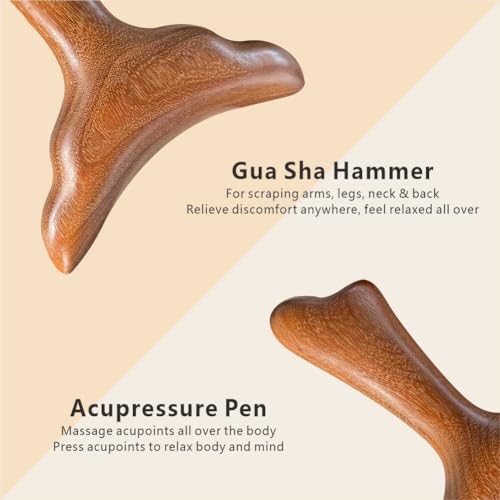 Osakey Gua Sha Acupressure Massage Tool – Premium Golden Sandalwood, Fish-Tail Shape for Scraping, Trigger Point & Muscle Relief – Natural Wood Therapy Tool for Face & Body