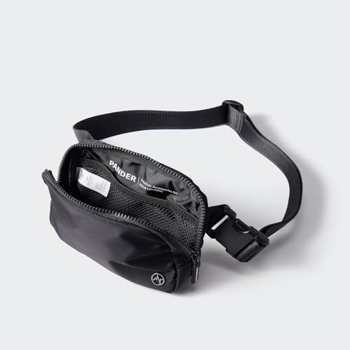 Pander Two Way Zipper Fanny Pack Nylon Everywhere Belt Bag for Women, Water Repellent Waist Packs, Crossbody Bags with Adjustable Strap (Black). - color: Black