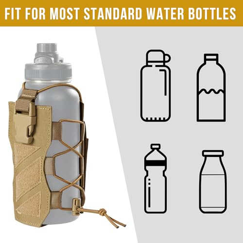OneTigris MOLLE Water Bottle Pouch Holder, Adjustable 18-32 oz Holster - color: Brown