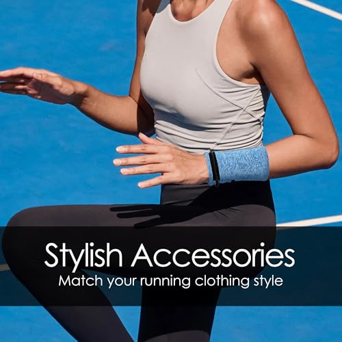 2 Pack Wrist Wallet Wristband with Zipper, 2 Pocket Wrist Pouch for Keys ID Cards Cash, Sports Sweatband for Running, Gym, Outdoor Activities