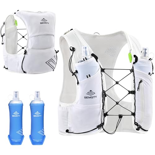 Running Hydration Vest 5L, Running Backpack with 2x500ml Soft Flask - color: White, size: Medium