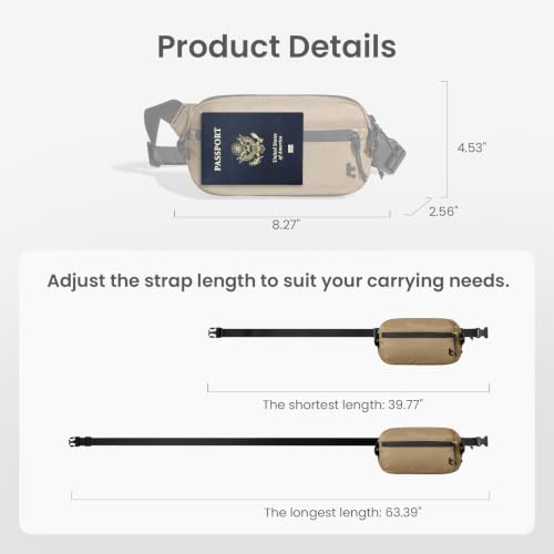 tomtoc 1.5L Sling Bag with RFID Blocking Crossbody Chest Pack for Men Women - color: Khaki, size: 1.5L