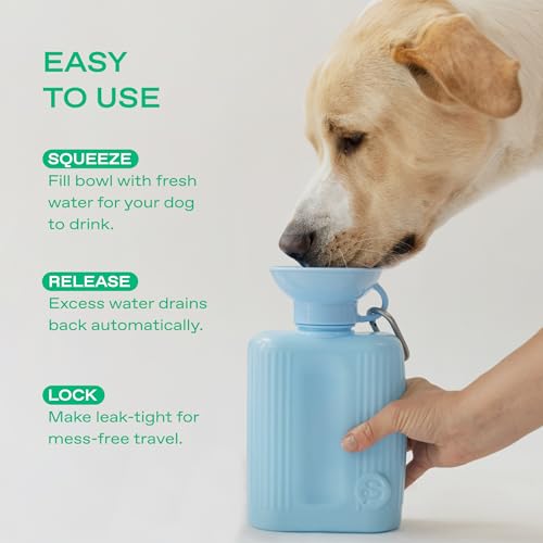 Springland 44oz Classic Portable Dog Water Bottle with Built-in Bowl, Blue - color: Sky Blue, size: 44oz Growler