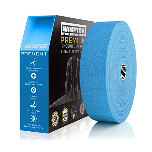 Hampton Adams Kinesiology Tape, Uncut Roll, Waterproof Muscle Support - color: Blue, size: 2in x 135ft (1 Roll)