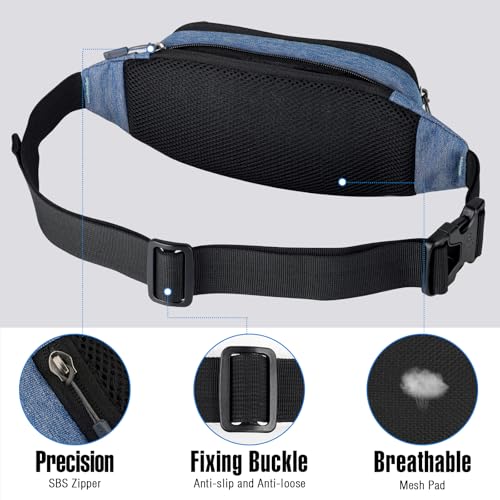 WATERFLY Small Fanny Pack Crossbody Lightweight Waist Bag for Woman Man - color: Blue