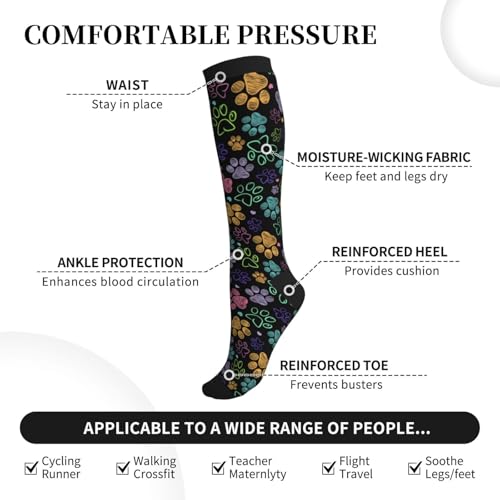 Avocado Compression Socks Women Men Knee High Stock for Running Work Support Nurses Travel - color: Dog Paw