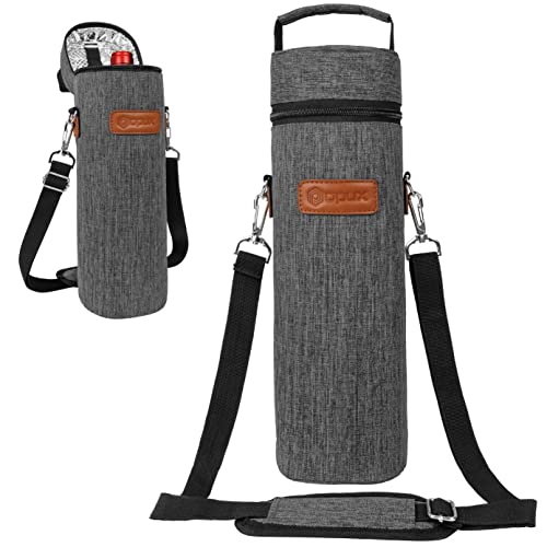 opux Single Bottle Wine Bag Carrier Insulated Cooler Tote, Charcoal Grey - color: Charcoal Gray