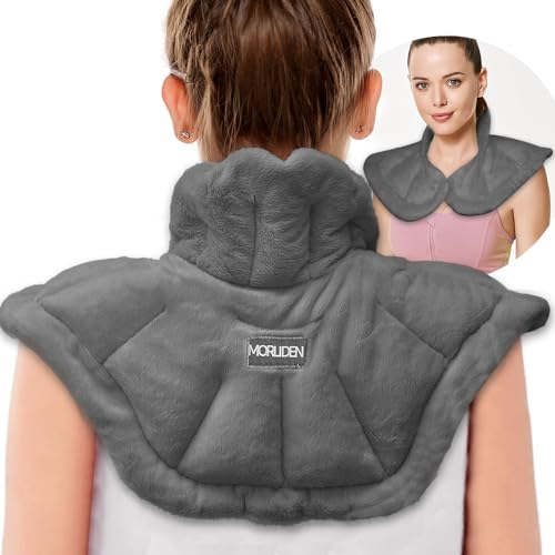 MORLIDEN Microwavable Neck Wrap Warmer&Shoulder Weighted Hot Cold Compress - color: Dark Gray, size: 1 Count (Pack of 1)