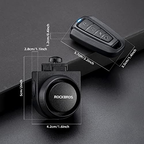 ROCKBROS 115dB Bike Alarm with Remote Motion Sensor Anti-Theft 2 Pack - color: Black-2pcs
