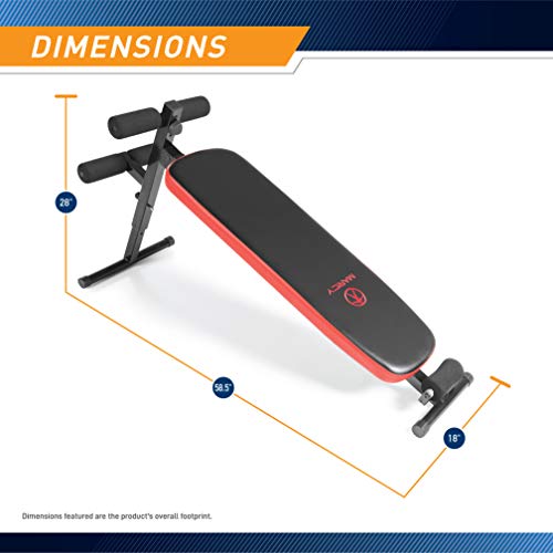 Marcy Utility Slant Board With Headrest Folding Design Adjustable Positions SB-4606 Black/Red 29 x 18 x 59 Inches