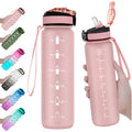 EYQ 32oz Water Bottle with Straw, Sports Bottle with Time Marker - color: 9.Rose Pink
