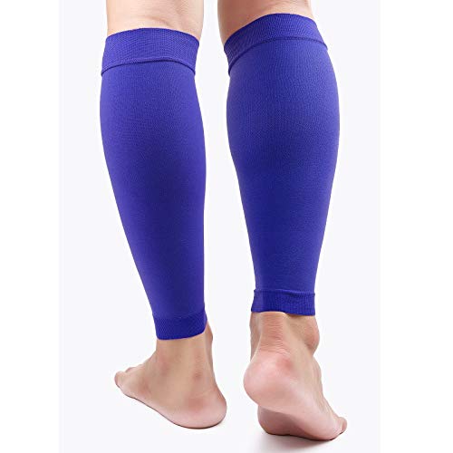 TOFLY Calf Compression Sleeve 20-30mmHg 1 Pair Footless For Men & Women - color: Navy Blue, size: Large (1 Pair)