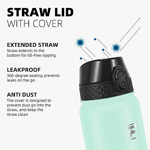 Fanhaw 20oz Kids Stainless Steel Water Bottle with Straw Lid, Green Pink - color: Green Pink, style: 20 Ounces