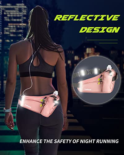 Running Belt, Waterproof Hydration Belt with Water Bottle Holder Hiking Walking Waist Pack Reflective Adjustable Fanny Pack Compatible for Phone Waistband Outdoor - color: Pink