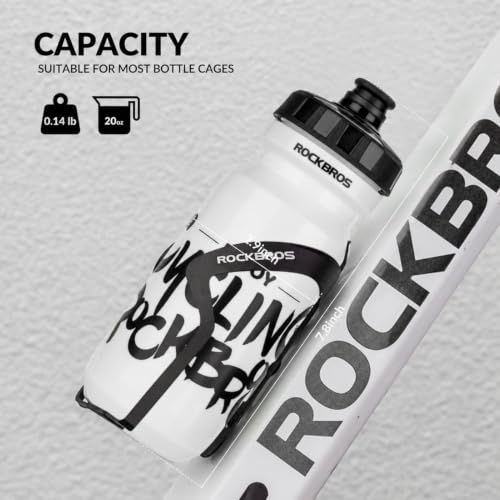 ROCKBROS 20-25oz Squeeze Cycling Water Bottle Lightweight Bike Bottle - color: 20oz White