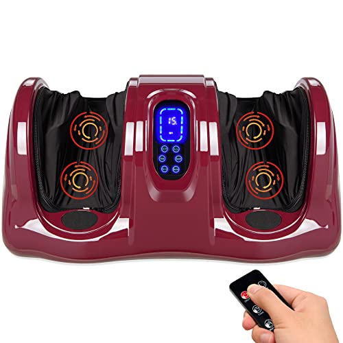 Best Choice Products Shiatsu Foot Massager for Pain Relief, Plantar Fasciitis, Neuropathy, Blood Circulation, Remote Control w/Compact Design - Burgundy - color: Burgundy