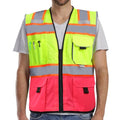 Dib Safety Reflective Safety Vest Made with 3M Tape, Yellow and Pink M - color: Yellow & Pink, size: Medium