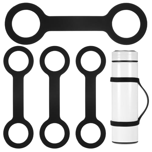 Water Bottle Handle Carrier Strap [4PCS] - Makes Any Cup Handheld Use for Running - Outdoor Essential Bottle Accessories - color: Black