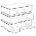 Vtopmart 12.1''W Clear Stackable Storage Drawers,3 Pack Acrylic Plastic Organizers Bins for Makeup Palettes, Cosmetics, and Beauty Supplies,Ideal for Vanity, Bathroom,Cabinet,Desk Organization - style: Wide-3pack-Clear