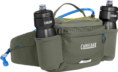 CamelBak M.U.L.E. 5 Hydration Waist Pack with 50oz Lumbar Reservoir, Stable Carry and Smart Storage for Mountain Bike and Gravel Riding, Dusty Olive 2.0