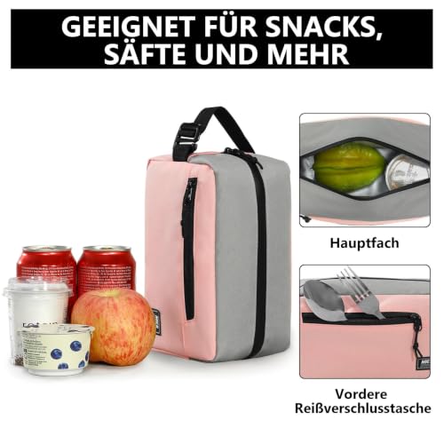 MIER Small Freezable Snack Bags Frozen Mini Cooler with 2 Gel Packs, Pink - color: Pink/Grey