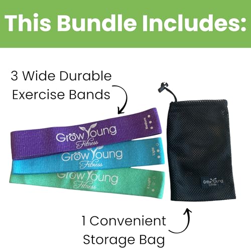 Grow Young Fitess Premium Exercise Bands - 3 Resistance Bands + 1 Storage Bag