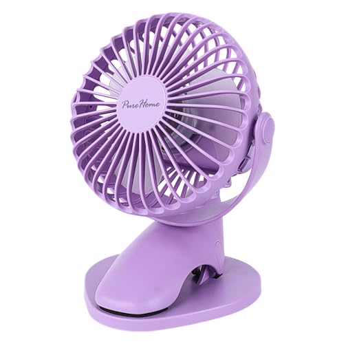 Portable Clip Fan Battery Operated,3 Speeds USB Rechargeable Mini Table Fan with Strong Airflow,360°Rotation Ultra Quiet Personal Desk Fan for Home Office Bedroom Dorm Stroller Camping(Purple) - color: Purple