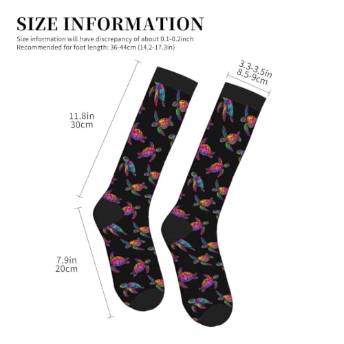 Avocado Compression Socks Women Men Knee High Stock for Running Work Support Nurses Travel - color: Turtle