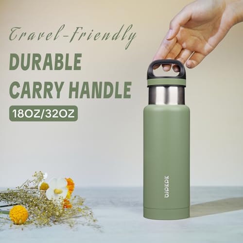 BJPKPK 18oz Insulated Water Bottle Stainless Steel Water Bottle with Handle - color: Forest Green, size: 18 Ounces