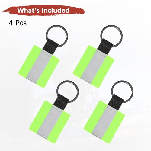 Safety Reflector Pendant, Fabric Reflective Safety Keychain Gear for Backpack & Running & Cycling - color: Fluorescent Green