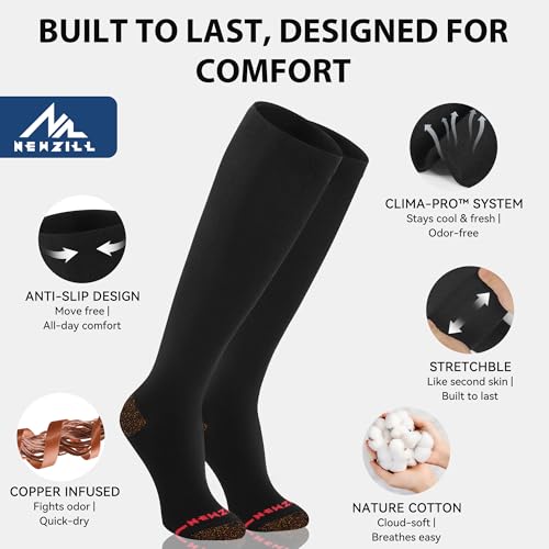 NEWZILL Copper Compression Dress Socks for Women & Men, 15-20 mmHg - color: Dark Green, size: Small-Medium