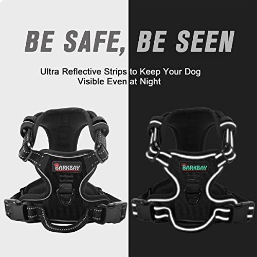 BARKBAY Dog Harness No Pull for Medium Sized Dog Front Back Clips,Dog Vest - color: Black, size: Medium(Chest:22.5-28")