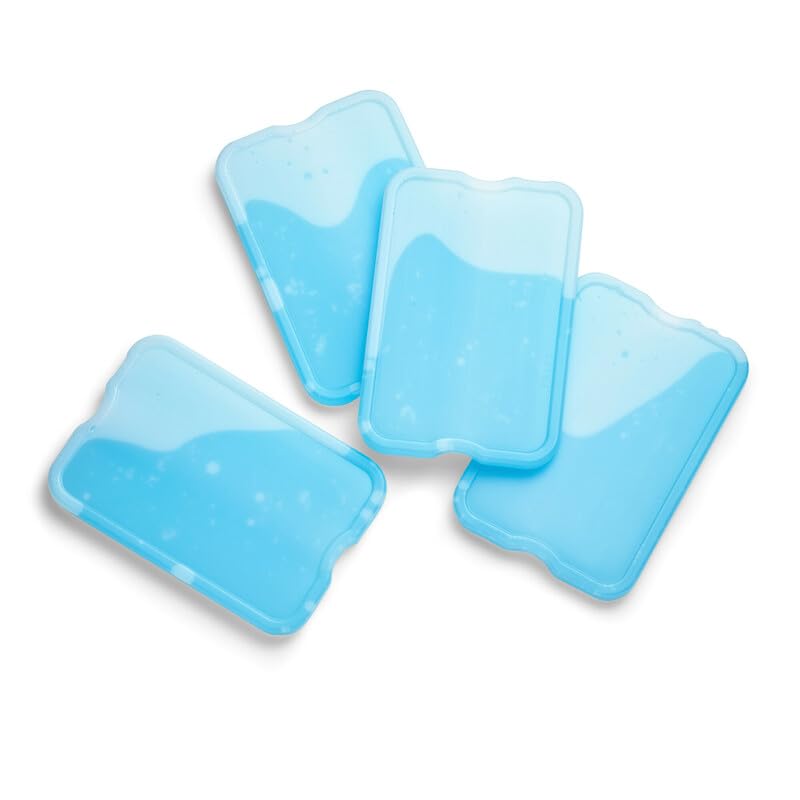 Cool Coolers by Fit & Fresh 4 Pack XL Slim Ice Packs, Quick Freeze Space Saving Reusable Ice Packs for Lunch Boxes or Coolers - color: Clear Blue (8 Pack)