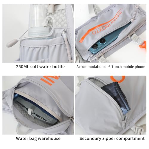 INOXTO Running Hydration Vest Backpack,Lightweight Insulated Pack with 1.5L Water Bladder Bag Daypack for Trail Hiking Running Cycling Race Marathon for Women Men - color: grey orange