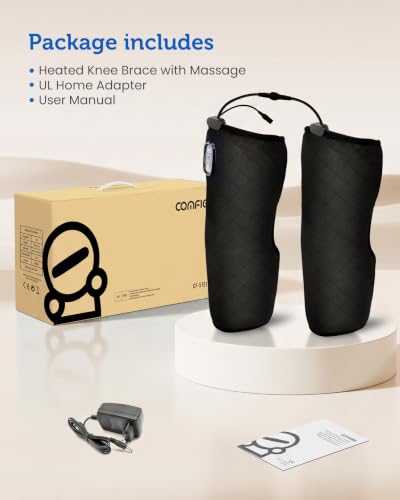 COMFIER Knee Massager, Plug-in Knee Heating Pad with Heat and Vibration, Pair of Heated Knee Wraps for Both Knees, 5 Modes, 2 Heat Levels, 30-Min Timer, FSA Eligible HSA - color: Black