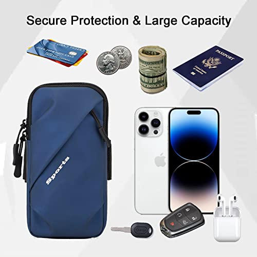 Phone Holder Arm Bands, Small Crossbody Shoulder Holsters Bag with Arm Band, Fits iPhone and All Cell Phones, Use for Running, Walking, Hiking & Biking (Plus Size,Blue) - color: Blue