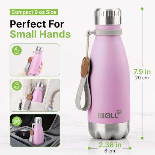 9 oz Small Kids Water Bottle for Travel, BPA-free, Purple Pink - color: Purple Pink, size: 9 Ounces