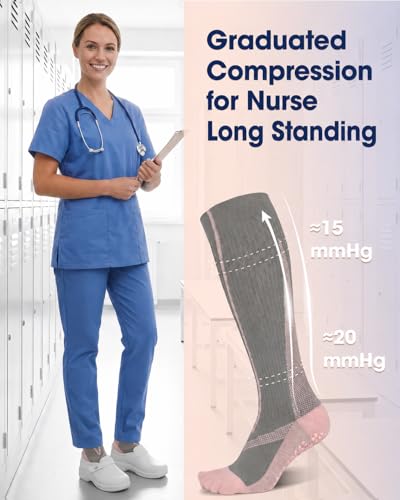 Compression Socks with Grips for Women Toe Pilates Socks Grippy Socks Woman Hospital Non Slip for Pregnancy Nurse - color: A01-Five Toe-Grey/Purple