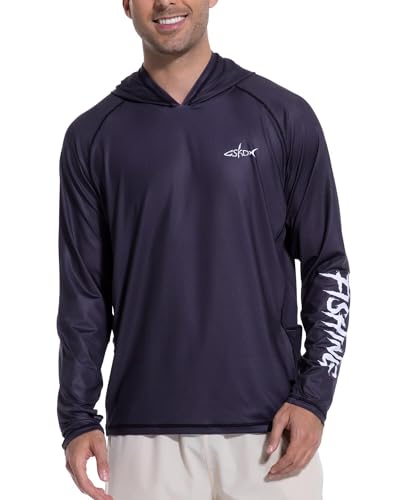Men's UPF 50+ Fishing Hoodie Sun Shirt, Quick Dry Long Sleeve - color: Carbon Black, size: X-Large