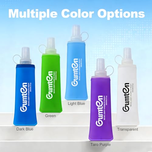 2 Pack Soft Flask 250ml TPU Soft Water Bottle Collapsible BPA-Free for Hydration Pack Running Jogging Hiking Cycling (Green) - color: Green